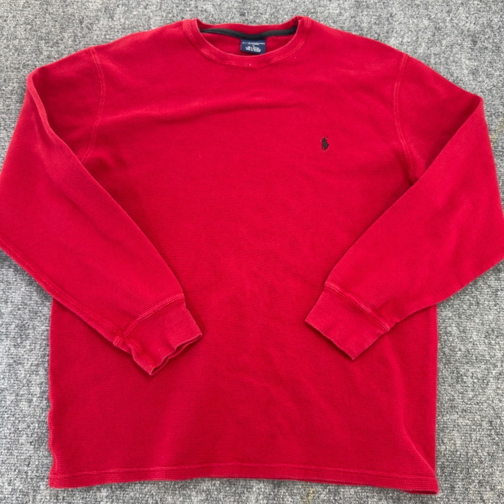 Polo Ralph Lauren Waffle Knit Thermal Long Sleeve Shirt Red Size L